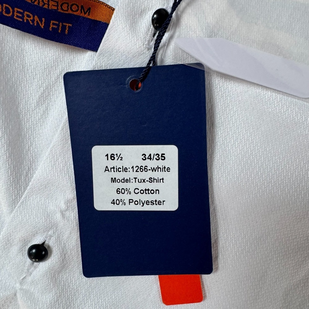 Giorgio Fiorelli White Dress Shirt (Classic tux-shirt). 16.5, 34/35. NEW - Picture 6 of 10